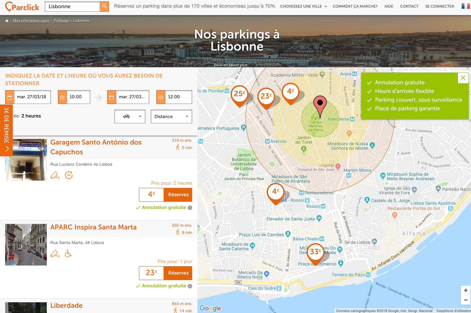 Parclick, une plateforme idéale pour trouver des parkings privés pas chers sur Lisbonne.