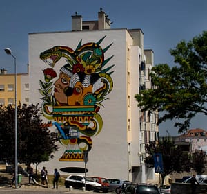 Miguel Brum, street artiste dans le quartier de Marvila à Lisbonne