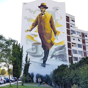 Odeith, artiste street art à Lisbonne avec fernando pessoa