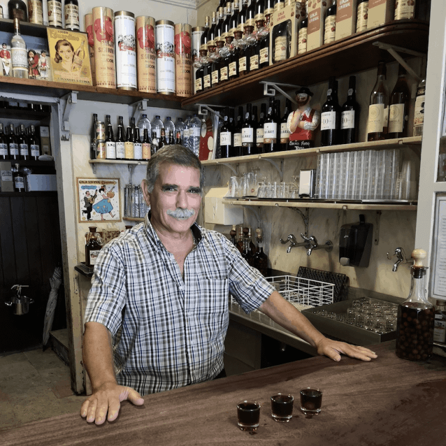Ginja sem rival bar where you can enjoy a glass of gina, the famous Lisbon cherry liqueur