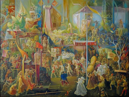 Corpus Christi : Joao 1er sous le pallium (oeuvre de Jaime Martins Barata).