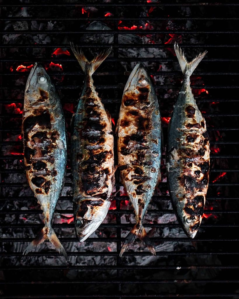 Grilled sardines in a typical Lisbon restaurant during the sardine festival
