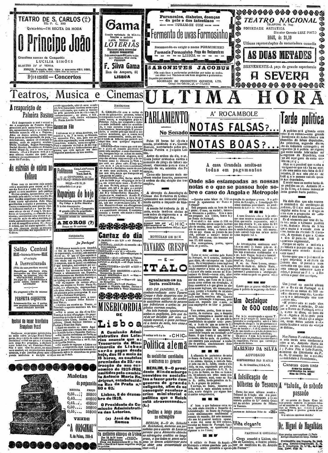 les journaux portugais parlent de l'escroquerie d'Artur Alves dos Reis !