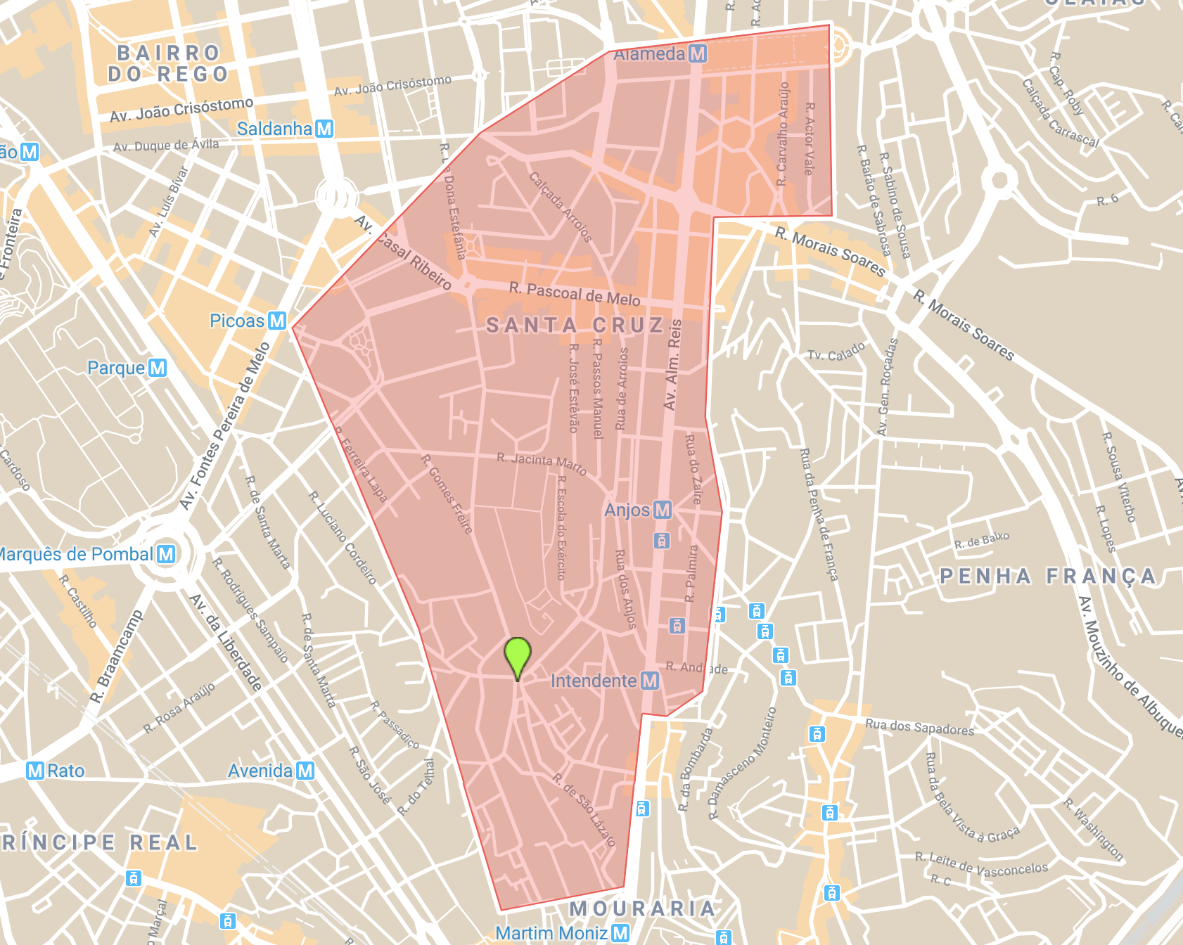 Se loger à Lisbonne carte du quartier Arroios