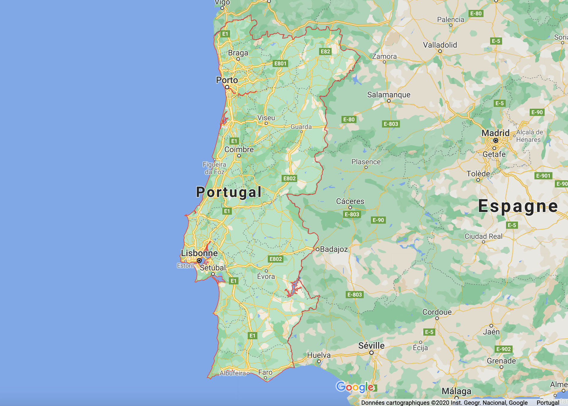 map of portugal for a road trip