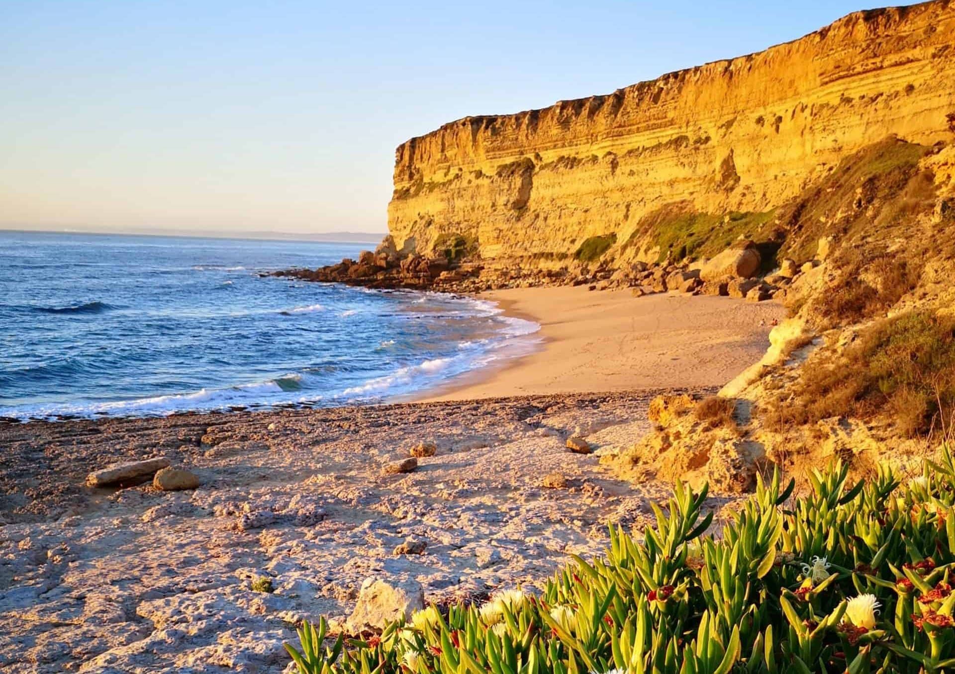 dream beach in lisbon for sunset near sesimbra and caparica