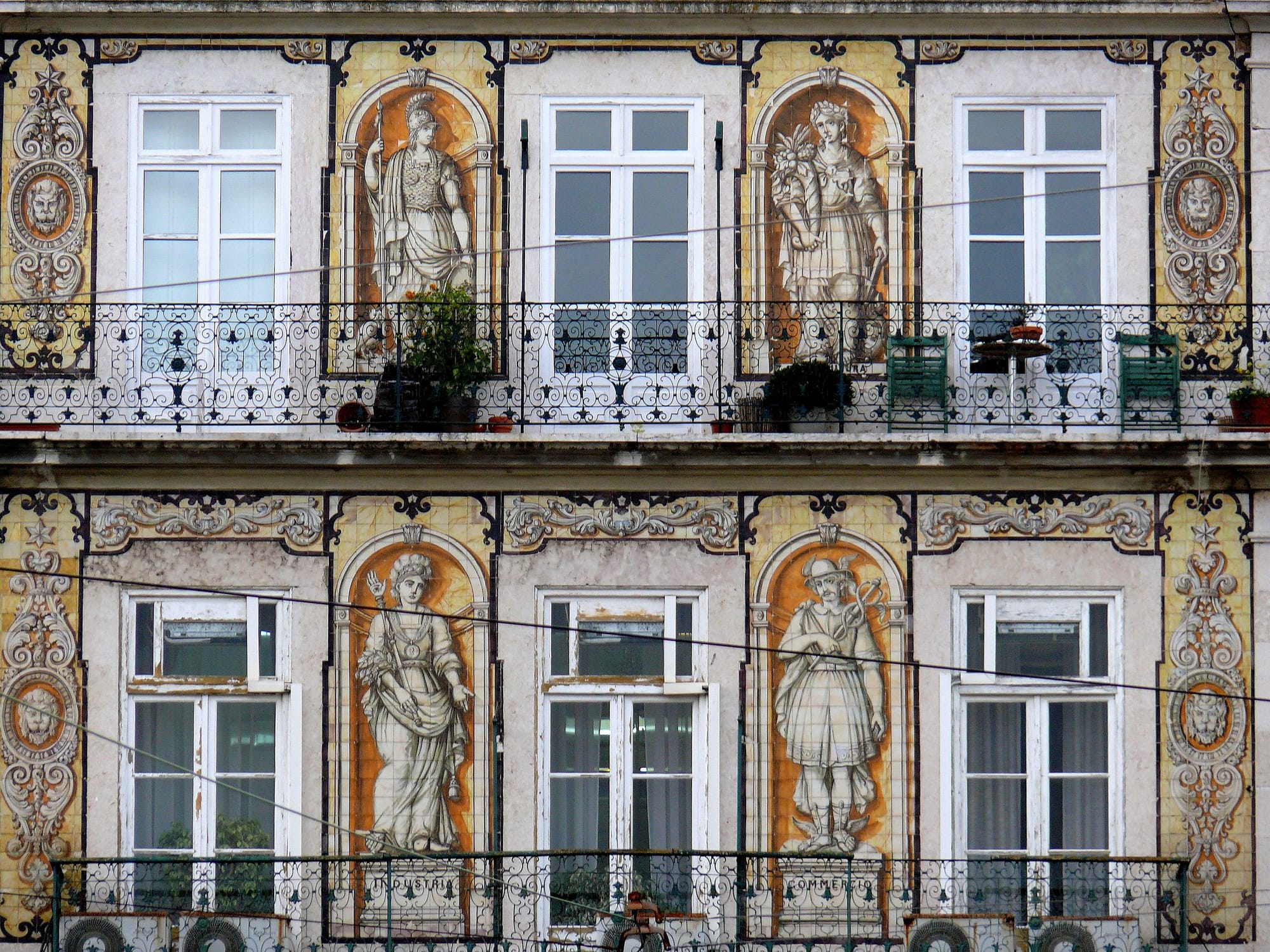Façade covered with azulejos, the famous Portuguese tiles of Lisbon