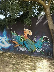 Oeuvre de street art par Klit, sur le mur d'Amoreiras, le célèbre "Wall of Fame"à Lisbonne
