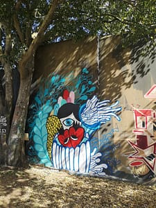Oeuvre de street art par Pitanga, sur le mur d'Amoreiras, le célèbre "Wall of Fame"à Lisbonne