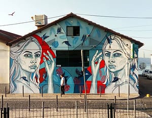 Peinture murale de Jacqueline de Montaigne pour le bar brésilien Boteco da Dri à Lisbonne