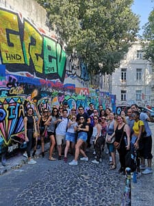 Street art workshop with artist during your team building in Lisbon.