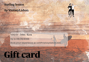 Gift card from Lisbon with the surfing lesson in lisbon
