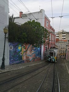 Utopia street art in the Bairro Alto district of Lisbon