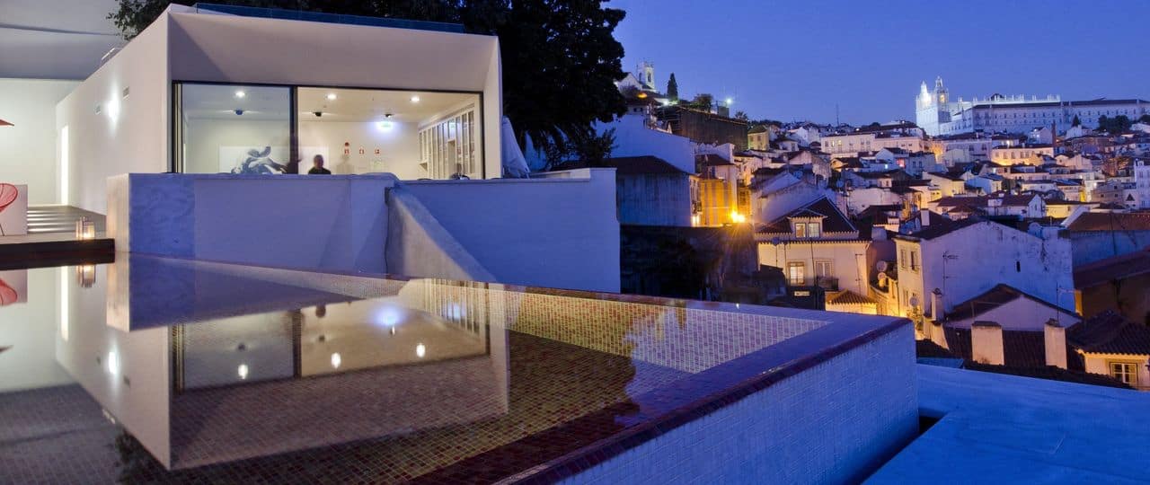 Alfama neighbourhood rooftops and narrow streets in Lisbon