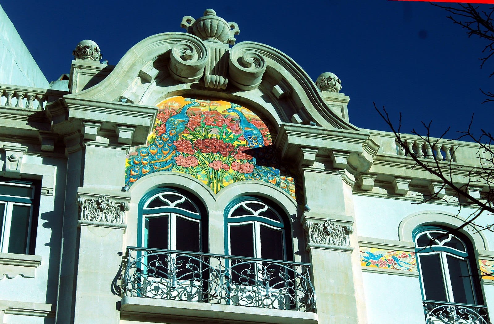 tiles from a frieze in Hotel 1908, typical art nouveau in Lisbon