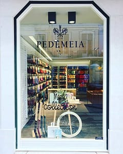 Shop in Rua Augusta in Lisbon Baixa of the biggest Portuguese socks manufacturer. Original Portuguese souvenir gift to bring back home