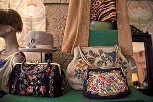 Vintage shop with second hand clothes in the city centre of Lisbon in the Baixa district