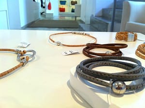 Artisanal shop in Bairro alto offering cork objects, cork bags and souvenirs in Lisbon