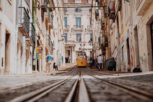 Rua da bica with the famous funicular, one of the most unusual streets in Lisbon to discover during a guided walking tour